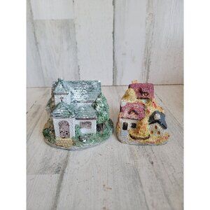 Vintage cobblestone house grass home village accessory xmas set